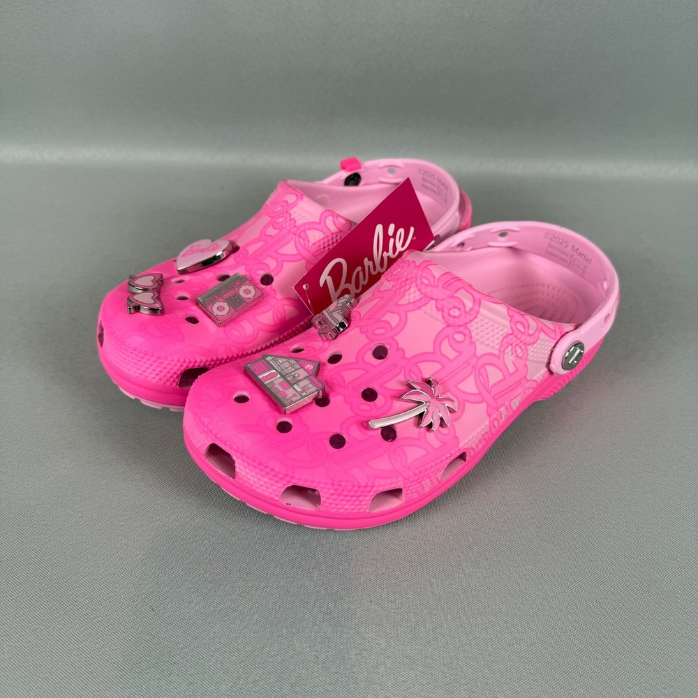 Crocs Barbie Classic Clogs Womens 9 Pink Unisex M7 211405-90H Mattel New NWT